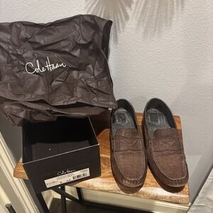 2010 Cole Haan Air Penny Chestnut Brown Croc Leather Driving Loafers Women 9 AA